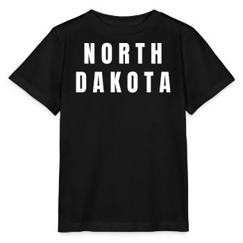 N O R T H D A K O T A. Dakota du Nord avec texte blanc. - T-shirt bio MINI CREATOR Stanley/Stella Enfant - noir - Devant - Mikhail (115cm)