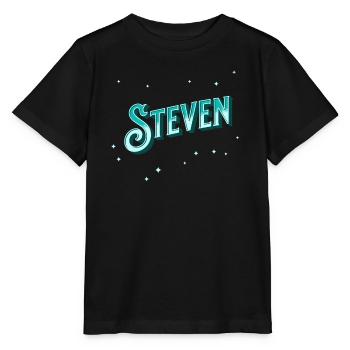 Steven Namen personalisiert - Stanley/Stella Kinder T-Shirt MINI CREATOR  - Schwarz - Vorne - Mikhail (115cm)