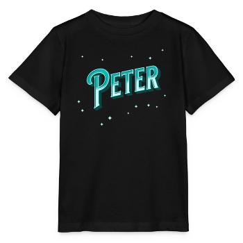 Personalized Peter name - Stanley/Stella MINI CREATOR Kids’ T-Shirt - black - Front - Mikhail (115cm)