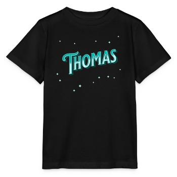 Thomas' name personalized - Stanley/Stella MINI CREATOR Kids’ T-Shirt - black - Front - Mikhail (115cm)
