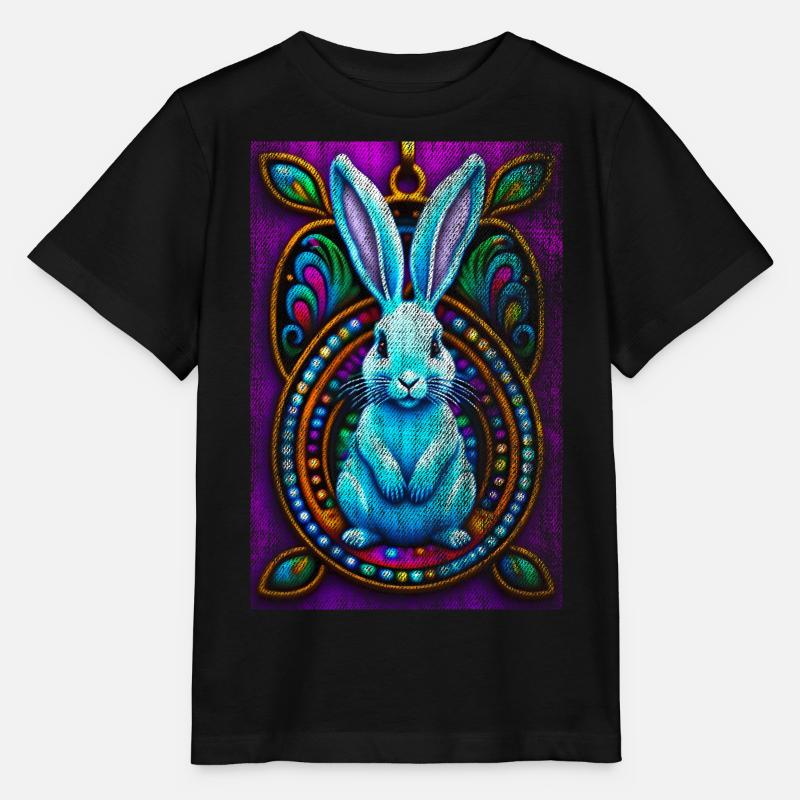 Rabbit psychedelic - Stanley/Stella MINI CREATOR Kids’ T-Shirt - black