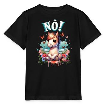 Drôle de cheval qui dit non ! pour les amoureux des chevaux - T-shirt bio MINI CREATOR Stanley/Stella Enfant - noir - Devant - Mikhail (115cm)