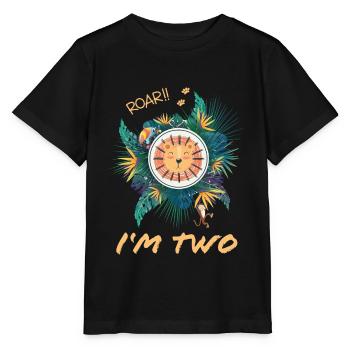Children's Birthday Shirt 2 Years Lion Jungle - Stanley/Stella MINI CREATOR Kids’ T-Shirt - black - Front - Mikhail (115cm)