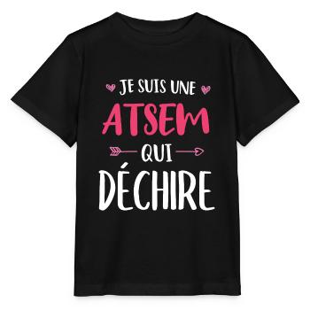 Je Suis Une ATSEM Qui Déchire - T-shirt bio MINI CREATOR Stanley/Stella Enfant - noir - Devant - Mikhail (115cm)