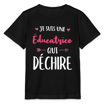 Je Suis Une Éducatrice Qui Déchire - T-shirt bio MINI CREATOR Stanley/Stella Enfant - noir - Devant - Mikhail (115cm)