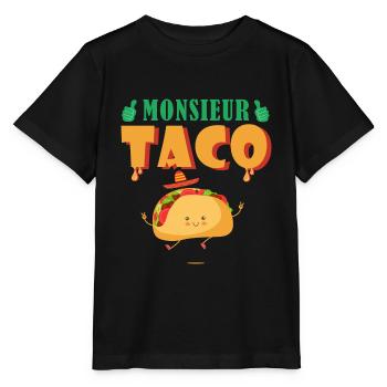 Monsieur Taco Humor Mexikanische mexikanische Küche - Stanley/Stella Kinder T-Shirt MINI CREATOR  - Schwarz - Vorne - Mikhail (115cm)