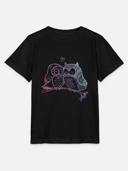 Verliebte Eulen - Stanley/Stella Kinder T-Shirt MINI CREATOR - Schwarz