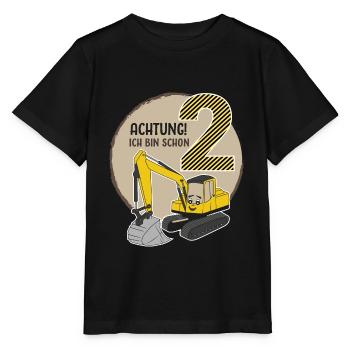 Attention je suis 2 excavatrices 2 ans anniversaire de garçon - T-shirt bio MINI CREATOR Stanley/Stella Enfant - noir - Devant - Mikhail (115cm)