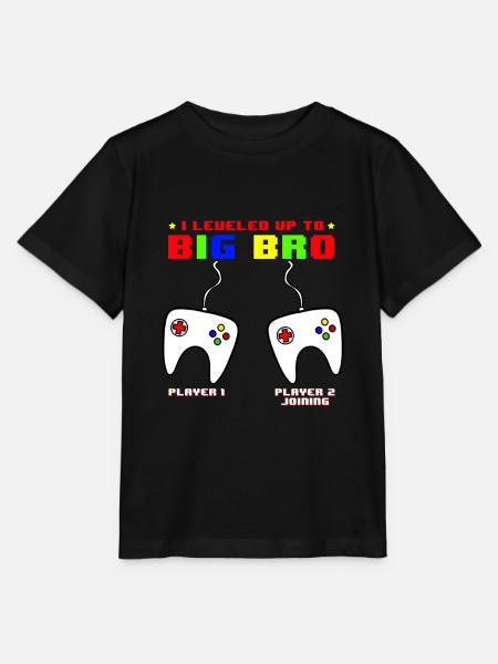 I Leveled Up To Big Bro - Stanley/Stella T-shirt MINI CREATOR til børn - sort