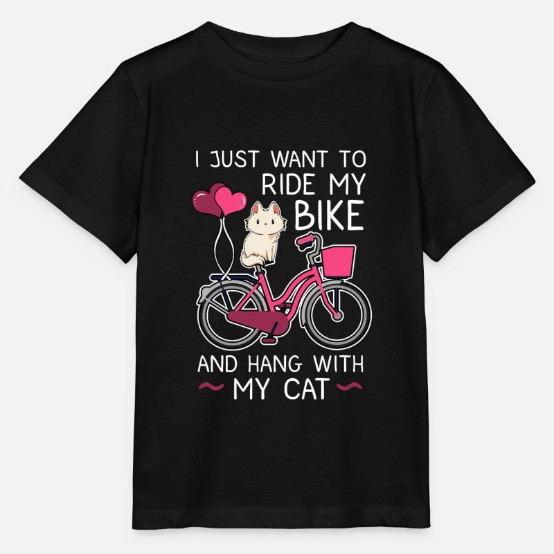 Montez sur mon vélo et accrochez-vous avec mon chat - T-shirt bio MINI CREATOR Stanley/Stella Enfant - noir