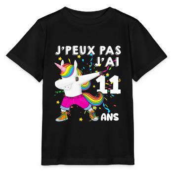 Licorne Anniversaire 11 ans - T-shirt bio MINI CREATOR Stanley/Stella Enfant - noir - Devant - Mikhail (115cm)