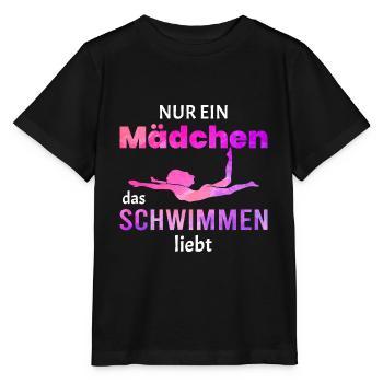 Mädchen das Schwimmen liebt Schwimmer Schwimmerin - Stanley/Stella Kinder T-Shirt MINI CREATOR  - Schwarz - Vorne - Mikhail (115cm)