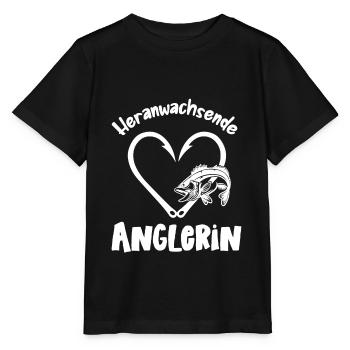 Heranwachsende Anglerin Nachwuchsangler Angeln - Stanley/Stella Kinder T-Shirt MINI CREATOR  - Schwarz - Vorne - Mikhail (115cm)
