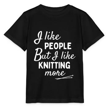 J’aime les gens MAIS j’aime plus tricoter. - T-shirt bio MINI CREATOR Stanley/Stella Enfant - noir - Devant - Mikhail (115cm)