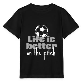 Football: Life is better on the pitch - Stanley/Stella MINI CREATOR Kids’ T-Shirt - black - Front - Mikhail (115cm)