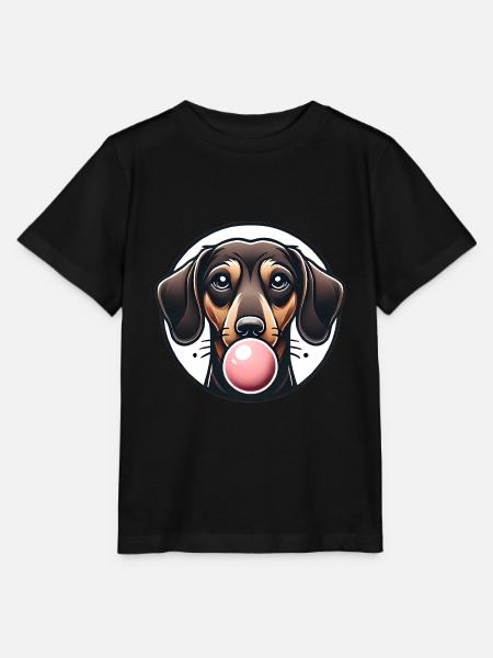 Dackel mit Kaugummi Grafik - Stanley/Stella Kinder T-Shirt MINI CREATOR  - Schwarz