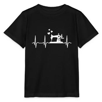 Machine à coudre Battements cardiaques ECG Couture Égouts - T-shirt bio MINI CREATOR Stanley/Stella Enfant - noir - Devant - Mikhail (115cm)