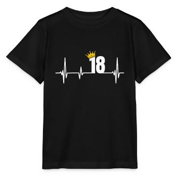 18e anniversaire 18 ans Herzschlag Krone - T-shirt bio MINI CREATOR Stanley/Stella Enfant - noir - Devant - Mikhail (115cm)