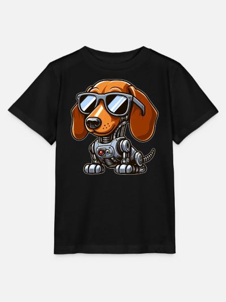 Dackel Roboter Sci-Fi Mech Cyborg Hund - Stanley/Stella Kinder T-Shirt MINI CREATOR  - Schwarz