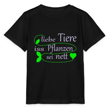 liebe tiere, iss pflanzen - Stanley/Stella Kinder T-Shirt MINI CREATOR  - Schwarz - Vorne - Mikhail (115cm)