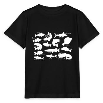 Pêche pêche pêche - T-shirt bio MINI CREATOR Stanley/Stella Enfant - noir - Devant - Mikhail (115cm)