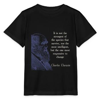 Zitieren Darwin Biologie Evolutionstheorie - Stanley/Stella Kinder T-Shirt MINI CREATOR  - Schwarz - Vorne - Mikhail (115cm)