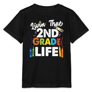 Livin' That Second Grade Life, 2nd Grade Back To S - T-shirt bio MINI CREATOR Stanley/Stella Enfant - noir - Devant - Mikhail (115cm)
