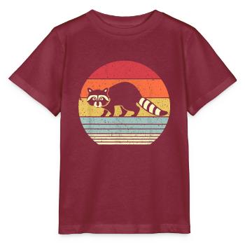 Waschbär-Shirt. Retro-Stil - Stanley/Stella Kinder T-Shirt MINI CREATOR  - Burgunderrot - Vorne - Kain (125cm)