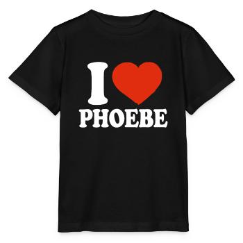 Ich liebe Phoebe, I Heart Phoebe, Red Heart Valentine - Stanley/Stella Kinder T-Shirt MINI CREATOR  - Schwarz - Vorne - Mikhail (115cm)