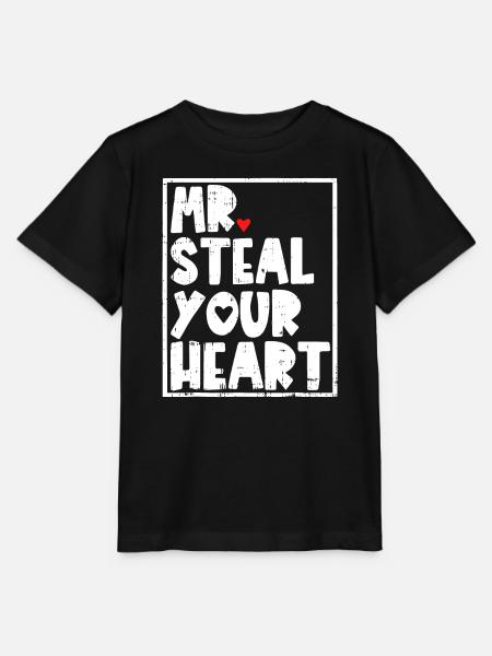 Mr Steal Your Heart Valentine Day Funny V Day Boy - T-shirt bio MINI CREATOR Stanley/Stella Enfant - noir