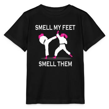 Funny Karate Girl kick foot Smell my feet smell th - Stanley/Stella MINI CREATOR Kids’ T-Shirt - black - Front - Mikhail (115cm)