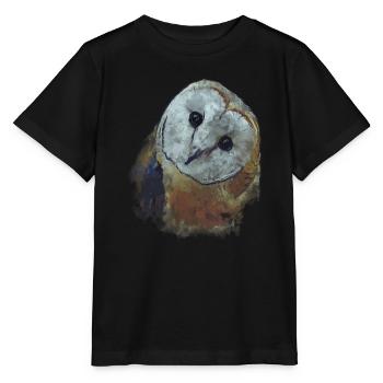 Barn Owl Painting Owl Artcountryestheticfigurative - Stanley/Stella MINI CREATOR Kids’ T-Shirt - black - Front - Mikhail (115cm)