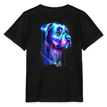 Helles Rottweiler Hunde Aquarell Gemälde - Stanley/Stella Kinder T-Shirt MINI CREATOR  - Schwarz - Vorne - Mikhail (115cm)