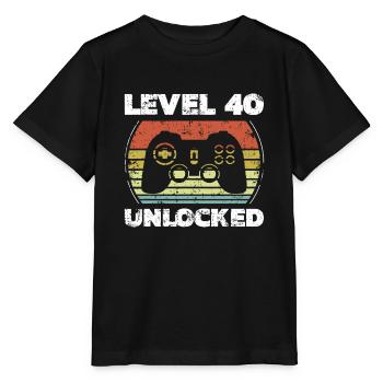 Level 40 Freigeschalteter lustiger Videospieler 40. Geburtstag - Stanley/Stella Kinder T-Shirt MINI CREATOR  - Schwarz - Vorne - Mikhail (115cm)