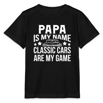 Herren Oldtimer Papa ist mein Name Vatertag Gif - Stanley/Stella Kinder T-Shirt MINI CREATOR  - Schwarz - Vorne - Mikhail (115cm)