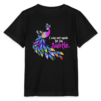 Je n’étais pas fait pour être une idée subtile de paon, Birdi wa - T-shirt bio MINI CREATOR Stanley/Stella Enfant - noir - Devant - Mikhail (115cm)