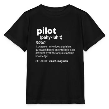 Funny Pilot Definition design Airplane Jet Aviatio - Stanley/Stella MINI CREATOR Kids’ T-Shirt - black - Front - Mikhail (115cm)