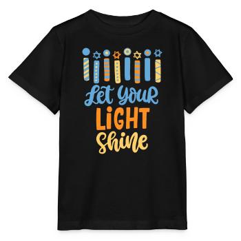 Drôle Hanoukka Laisse briller ta lumière Menorah adultes - T-shirt bio MINI CREATOR Stanley/Stella Enfant - noir - Devant - Mikhail (115cm)