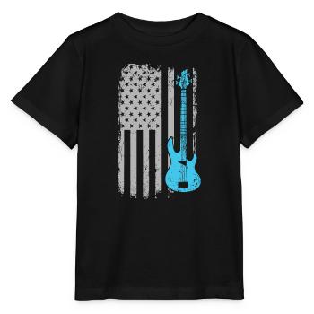 E-Bass-Gitarrist American Flag Musiker - Stanley/Stella Kinder T-Shirt MINI CREATOR  - Schwarz - Vorne - Mikhail (115cm)