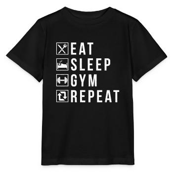 Eat Sleep Gym Repeat Funny Workout Maniac Bodybuil - Stanley/Stella MINI CREATOR Kids’ T-Shirt - black - Front - Mikhail (115cm)