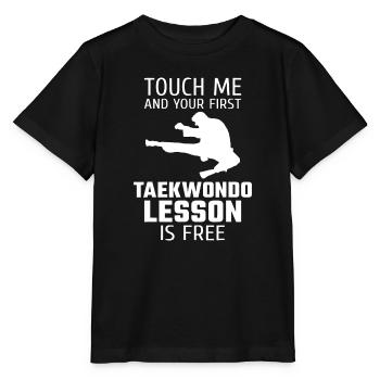 Touchez-moi et votre première leçon de Taekwondo est Freese - T-shirt bio MINI CREATOR Stanley/Stella Enfant - noir - Devant - Mikhail (115cm)