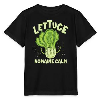 Lettuce Romaine Calm Mindfulness Vegan Yoga Lover - Stanley/Stella MINI CREATOR Kids’ T-Shirt - black - Front - Mikhail (115cm)