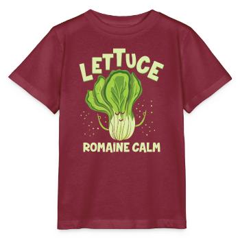 Lettuce Romaine Calm Mindfulness Vegan Yoga Lover - Stanley/Stella MINI CREATOR Kids’ T-Shirt - burgundy - Front - Kain (125cm)