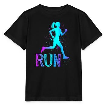 Running Girl for girls runnersrunning lover - Stanley/Stella MINI CREATOR Kids’ T-Shirt - black - Front - Mikhail (115cm)