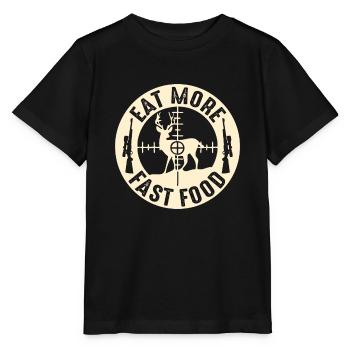 Lustig essen mehr Fast Food Hirschjagd, Geschenke für H - Stanley/Stella Kinder T-Shirt MINI CREATOR  - Schwarz - Vorne - Mikhail (115cm)
