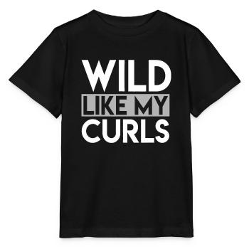 Wild wie meine Locken Lustiges Sprichwort Kleinkind lockiges Haar - Stanley/Stella Kinder T-Shirt MINI CREATOR  - Schwarz - Vorne - Mikhail (115cm)