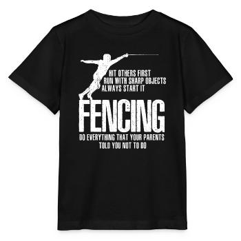 Funny Fencing idea - Swordsmanship idea -Swordplay - Stanley/Stella MINI CREATOR Kids’ T-Shirt - black - Front - Mikhail (115cm)