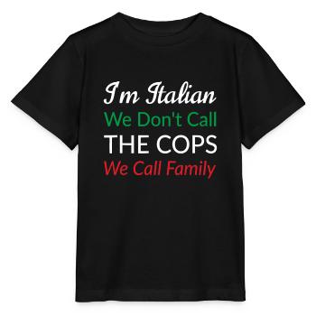 Je suis italien Nous n’appelons pas les flics Nous appelons la famille - T-shirt bio MINI CREATOR Stanley/Stella Enfant - noir - Devant - Mikhail (115cm)