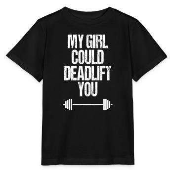 Lustiges Kreuzheben Gewichtheben Langhantel Fitness Outfi - Stanley/Stella Kinder T-Shirt MINI CREATOR  - Schwarz - Vorne - Mikhail (115cm)