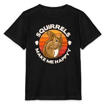 Squirrel, Funny Squirrel, Squirrel Lover - Stanley/Stella MINI CREATOR Kids’ T-Shirt - black - Front - Mikhail (115cm)